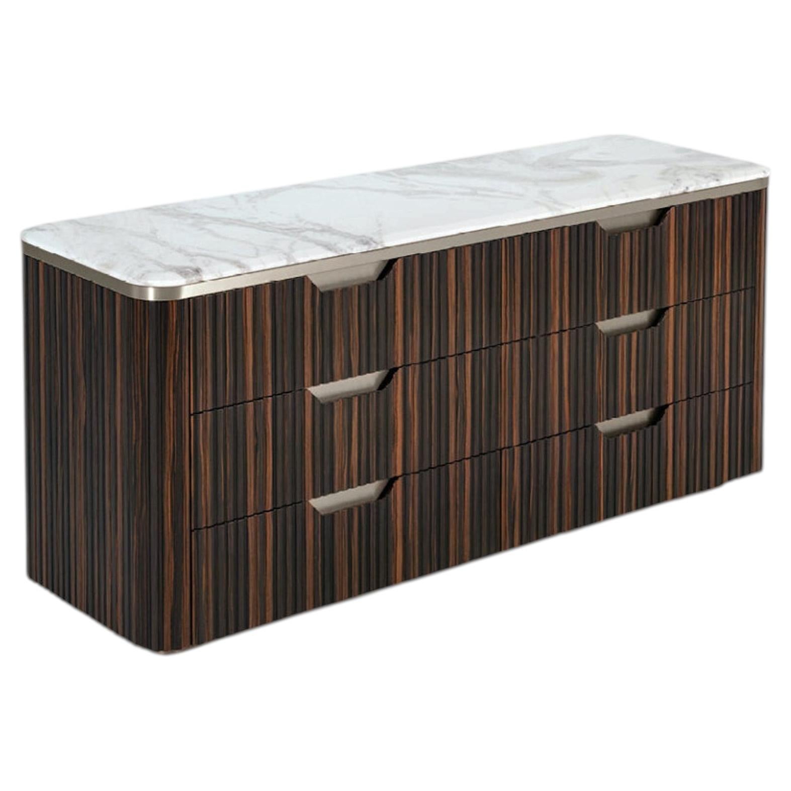 Comò Luxor di Giorgio Collection, Ebano Makassar, Piano in marmo, Italia in vendita