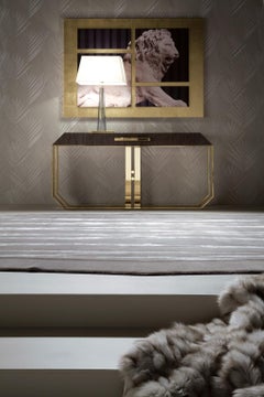 Giorgio Collection Makore Mahogany Console with Gold Base
