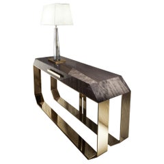 Giorgio Collection Makore Mahogany Console with Gold Base