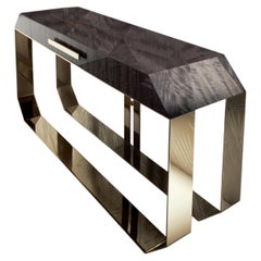 Giorgio Infinity Collection Makore Mahogany Console with Gold Base, Italy