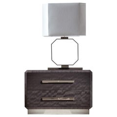 Giorgio Collection Makore Mahogany Wood Night Table High Gloss Finish