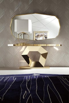 Giorgio Collection Marble Top Console with Gold Chrome Base