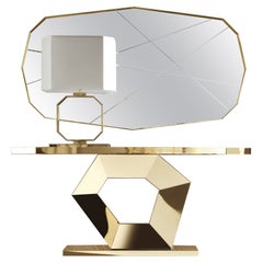Giorgio Collection Console con piano in marmo e base in cromo oro