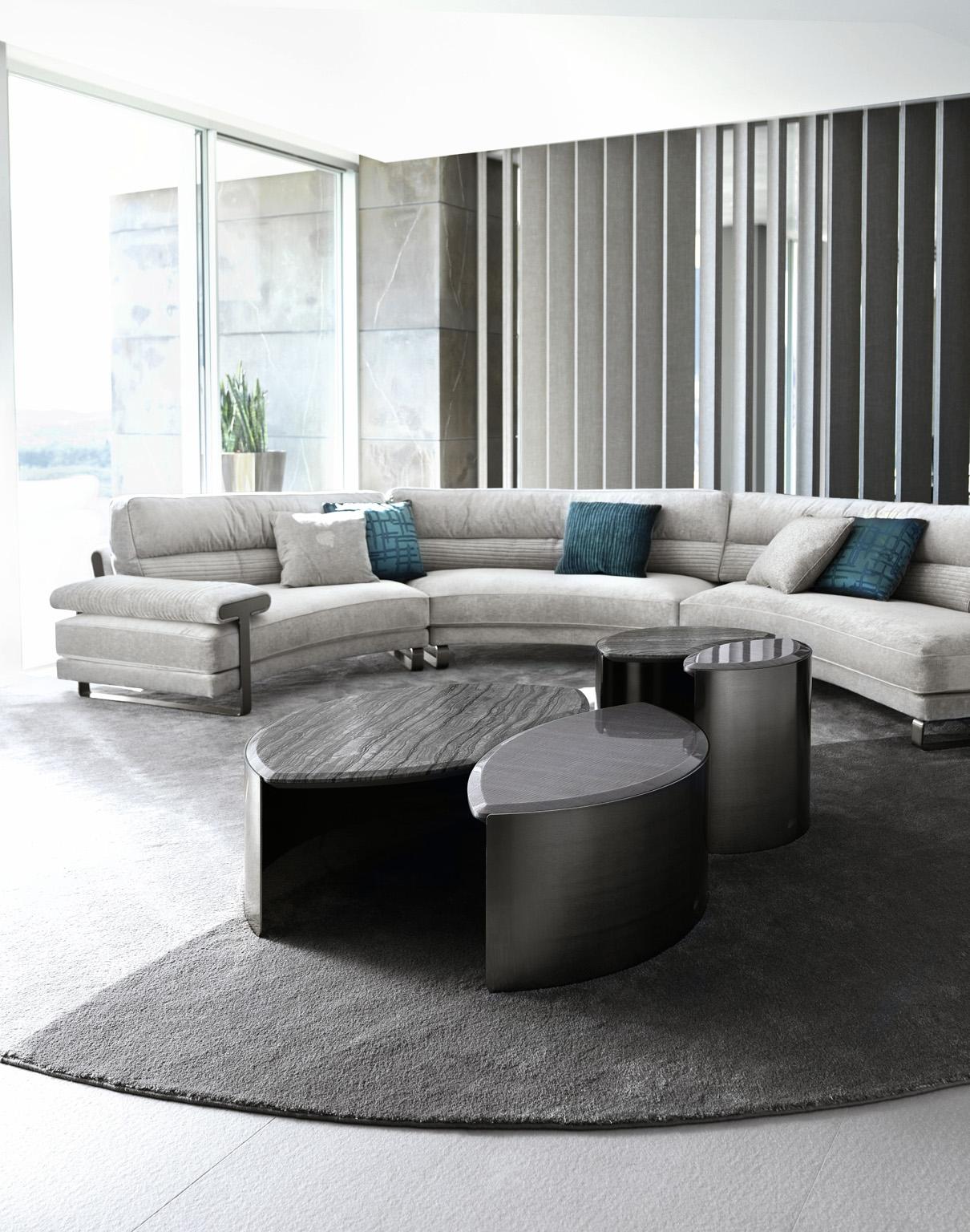 Giorgio Collection Mirage Curve Seidensamt-Sofa (Nickel) im Angebot
