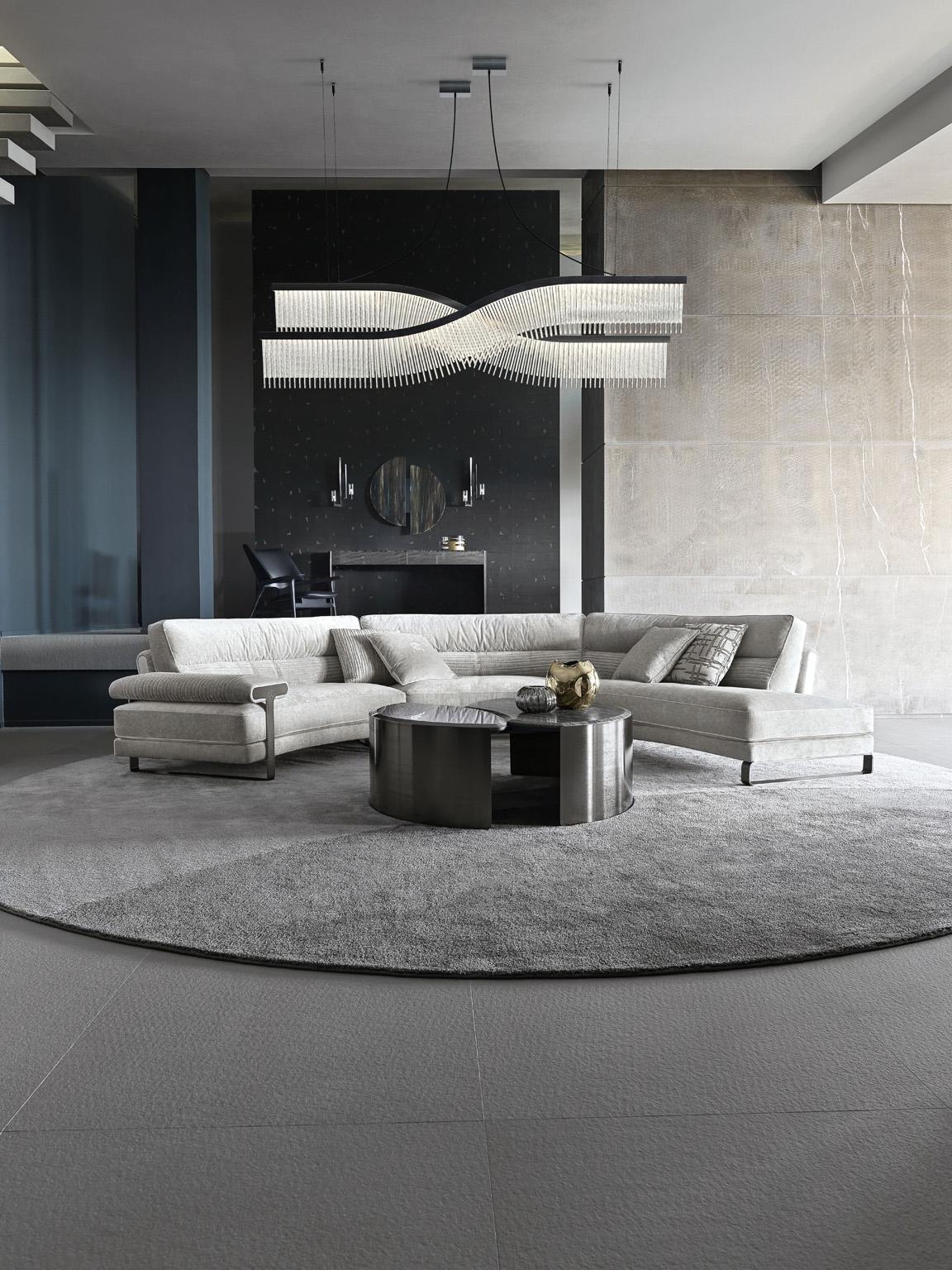 Giorgio Collection Mirage Curve Seidensamt-Sofa (Art déco) im Angebot