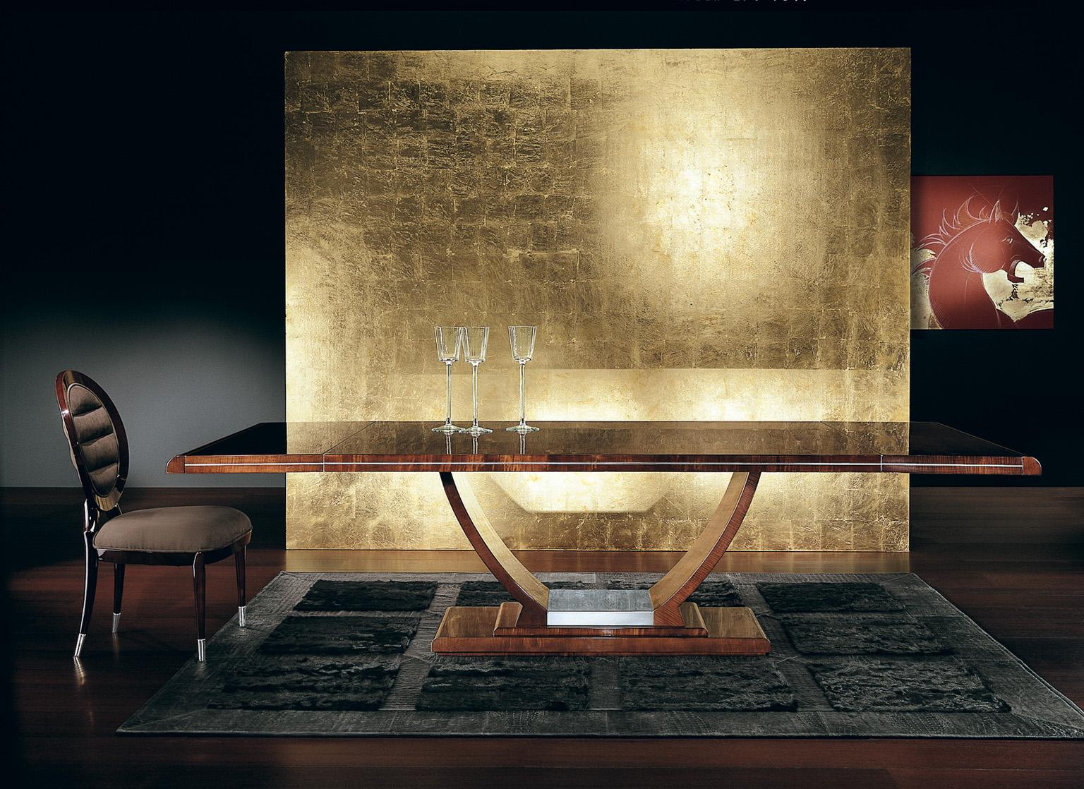 Giorgio Collection Monte Carlo Extendable Dining Table Sycamore Wood High Gloss In New Condition For Sale In New York, NY