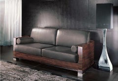 Giorgio Collection Paradiso Sofa 3 Brazilian Rosewood Beige Suede Satin Finish