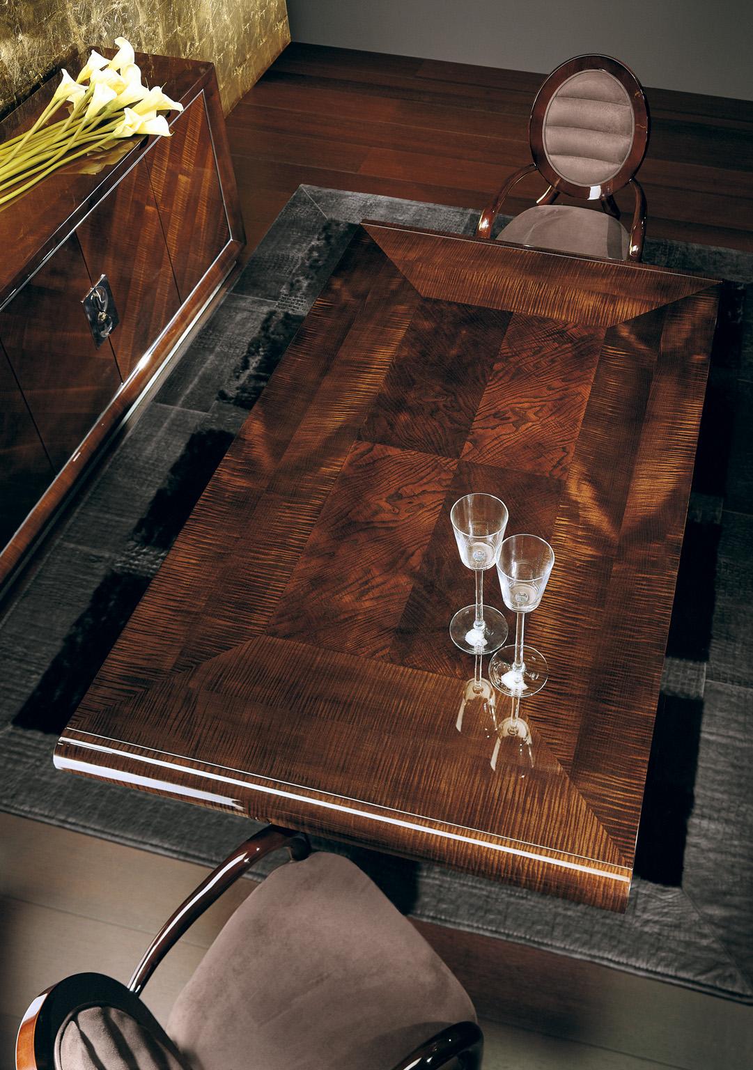 Art Deco Giorgio Collection 'San Remo' Extendable Dining Table Sycamore Wood High Gloss