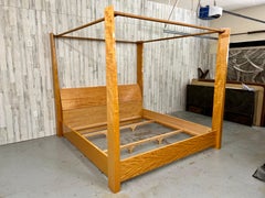 Giorgio Collection Satinwood & Leather Poster Bed