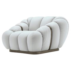 Giorgio Collection Tresor Italian Leather Curved Cloud Occasional Chair