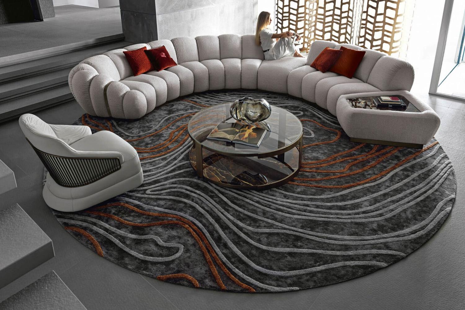 Art Déco Tappeto rotondo piccolo Tresor Collection Giorgio Collection in vendita