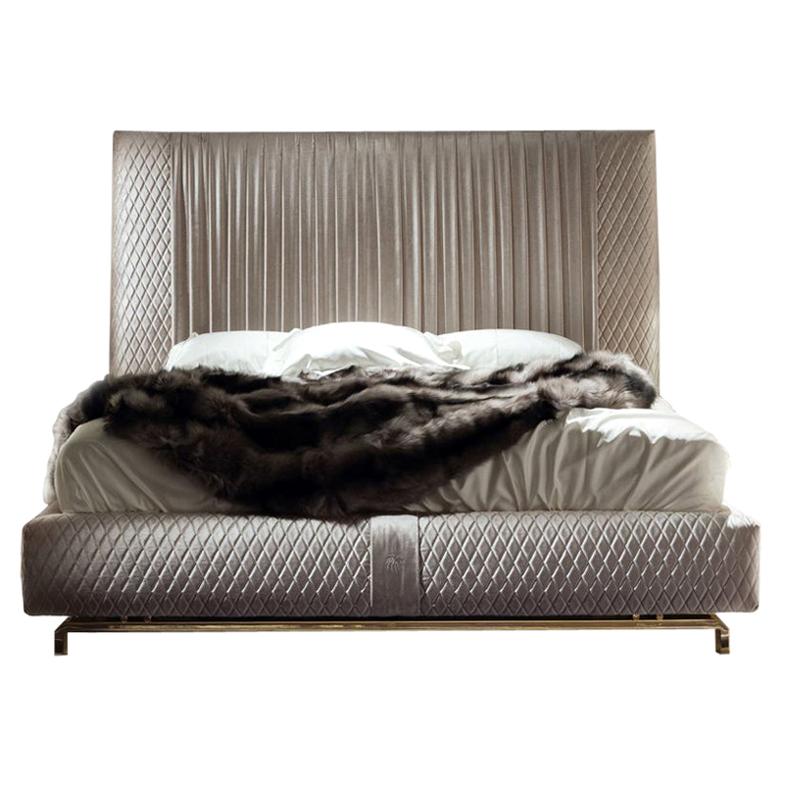 'Giorgio Collection' Upholstered King Size Bed Pleated Quilted Velvet Headboard