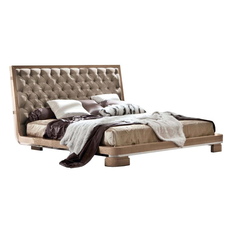 Giorgio Collection king bed with velvet headboard, new