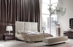 'Giorgio Collection' Italian Contemporary Upholstered King Bed Leather Headboard