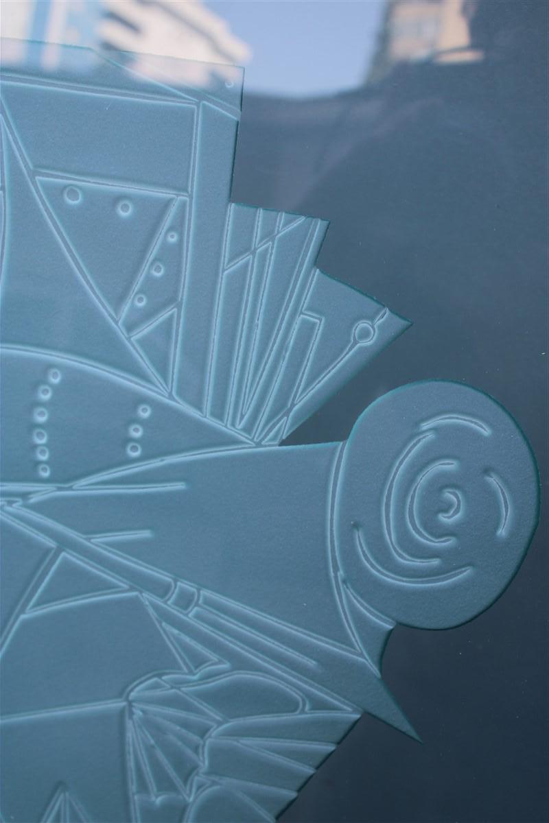 Crystal Giorgio De Chirico Large thick Glass Slab Engraved with Ettore and Andromaca  For Sale