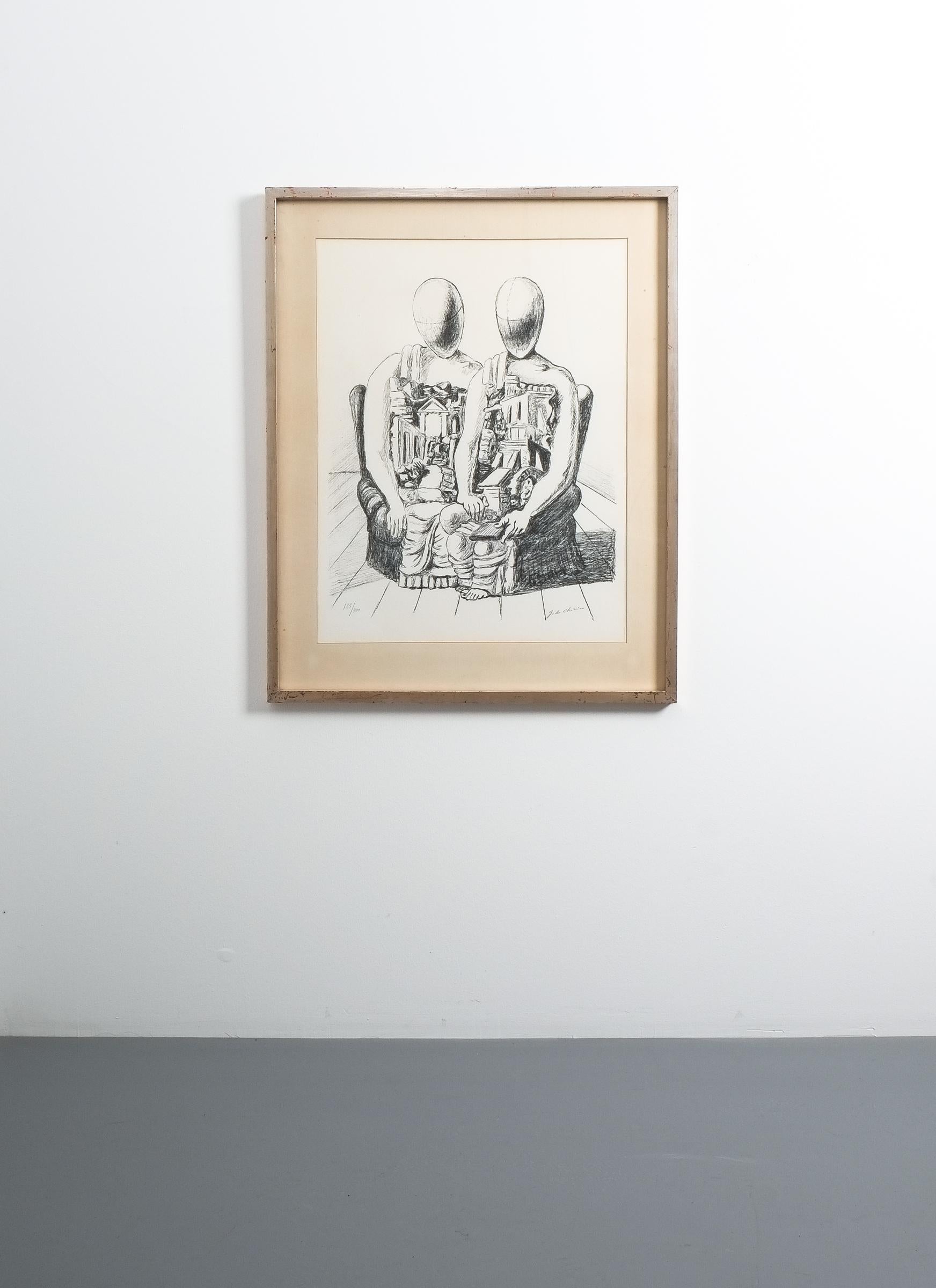 Mid-Century Modern Lithographie « Li Archeologico » de Giorgio De Chirico, 1970 en vente