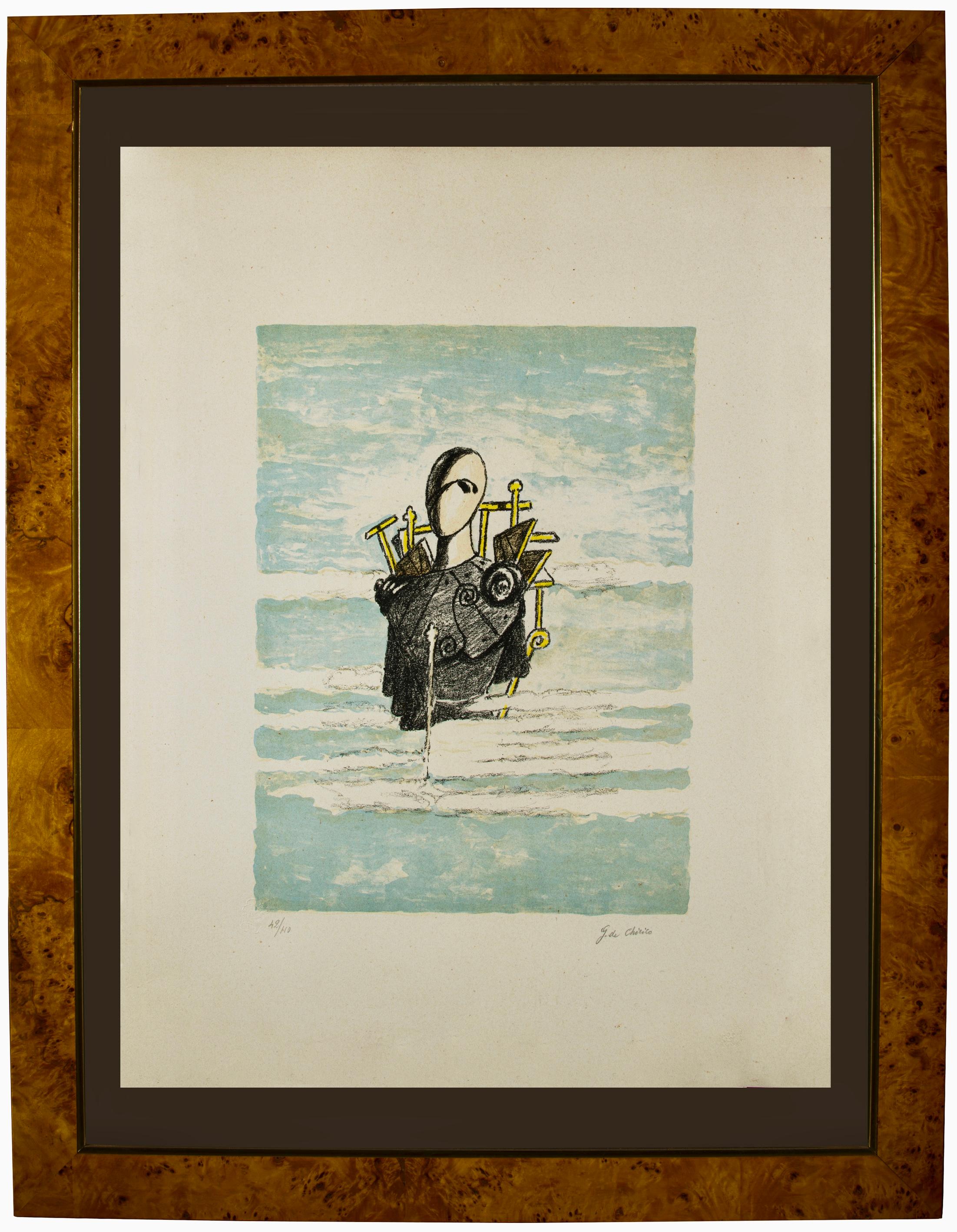 Late 20th Century Giorgio De Chirico Original Signed and Numbered Colored Etching  For Sale