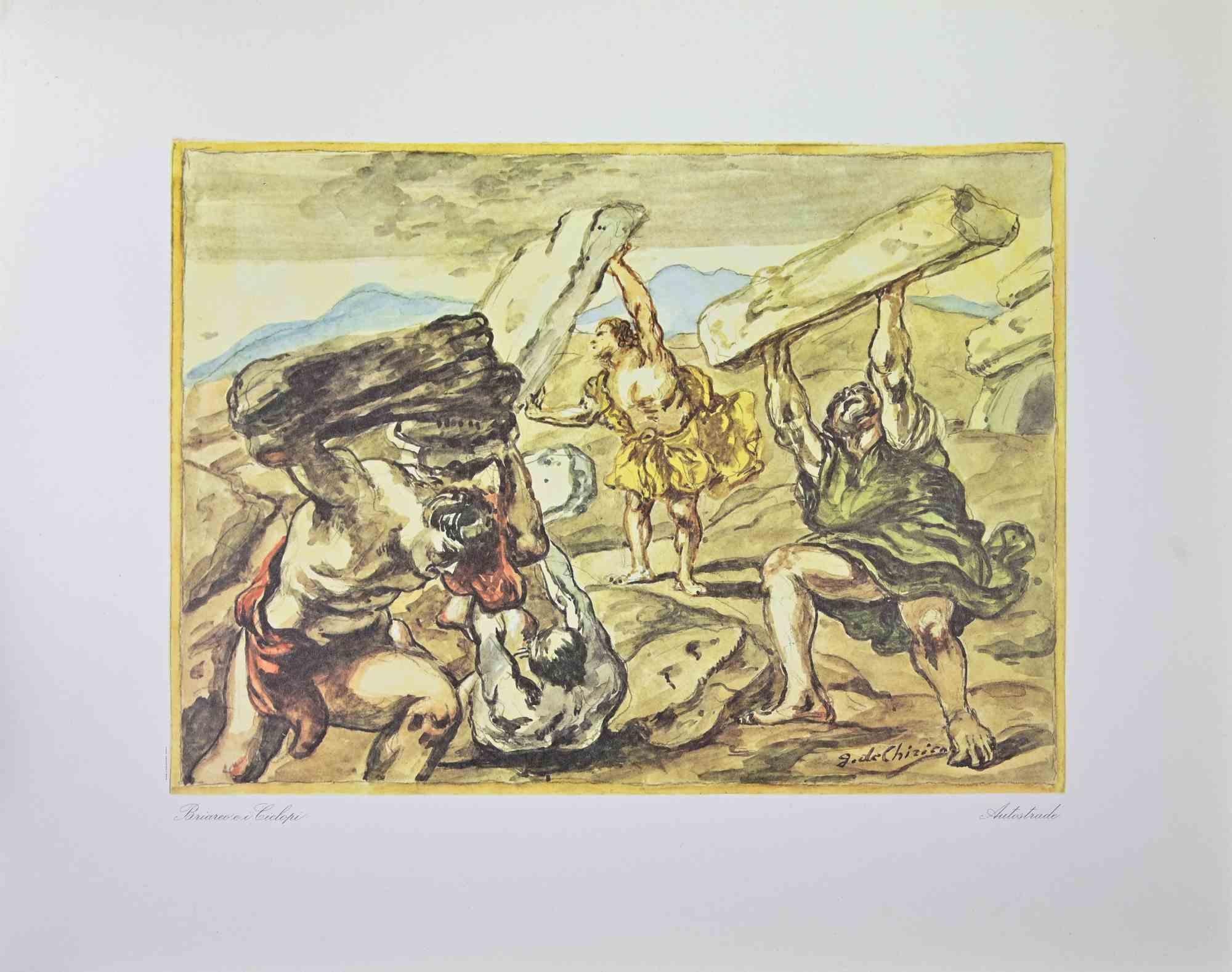 Briareus and the Cyclopes - Vintage Offset Print by Giorgio de Chirico - 1962