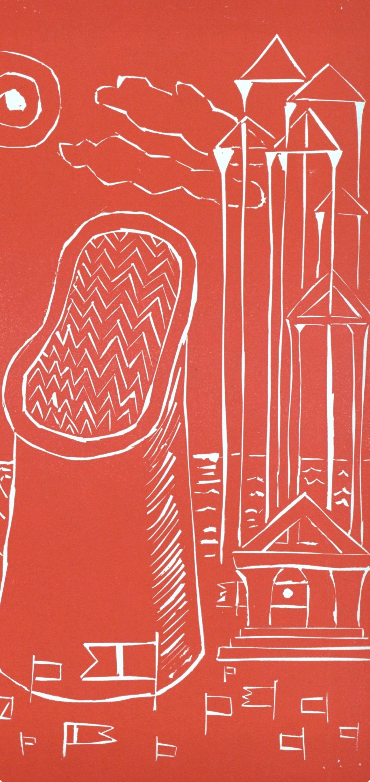 Cabina Misteriosa, Sociedad Internacional de Arte del Siglo XX - Landscape Print Rojo de Giorgio De Chirico