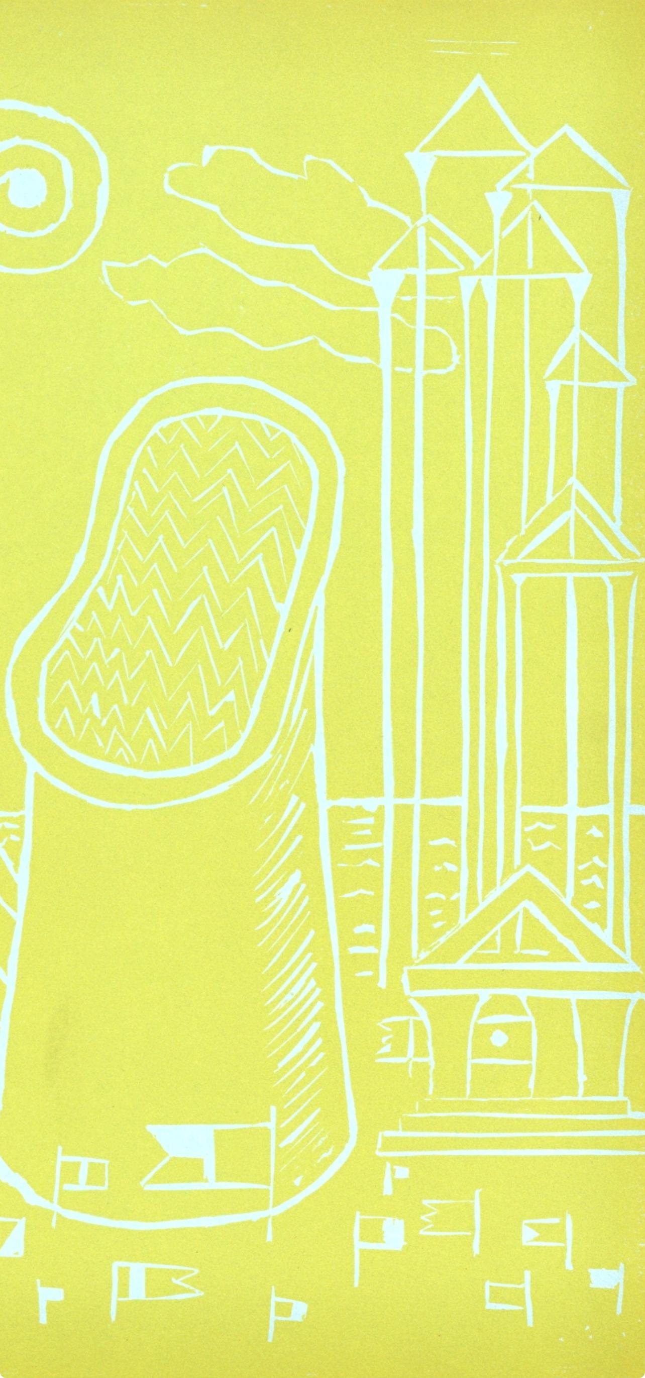 Linograbado sobre papel vélin. Tamaños del papel: 12,4 x 9,65 pulgadas, cada uno; 12,4 x 19,3 pulgadas, en total. Inscripción: Firmada en la plancha y sin numerar, tal como se emitió. Notas: Del álbum, XXe siècle, Chroniques du jour, 13 rue Valette