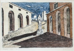 De Chirico Sculpture in Piazza Original Lithograph