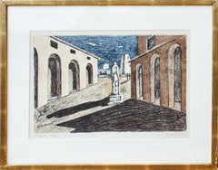 Scultura di De Chirico in Piazza Litografia originale