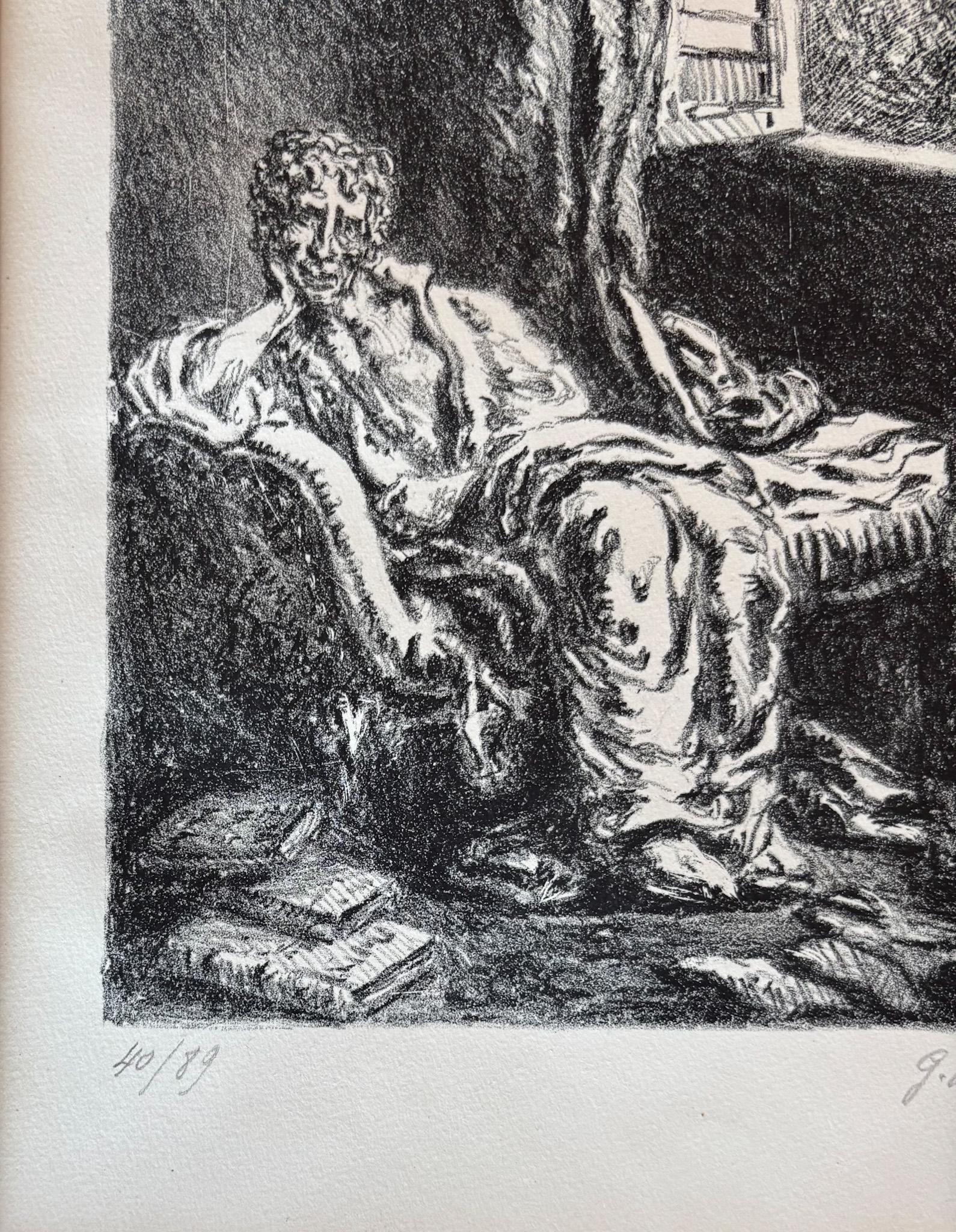 Giorgio De Chirico  (1888-1978) - Bruno Barilli - Lithograph on paper - 1948 For Sale 4