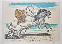 Giorgio De Chirico (1888-1978) - Cavalli sulla spiaggia - Lithographie en 8 couleurs