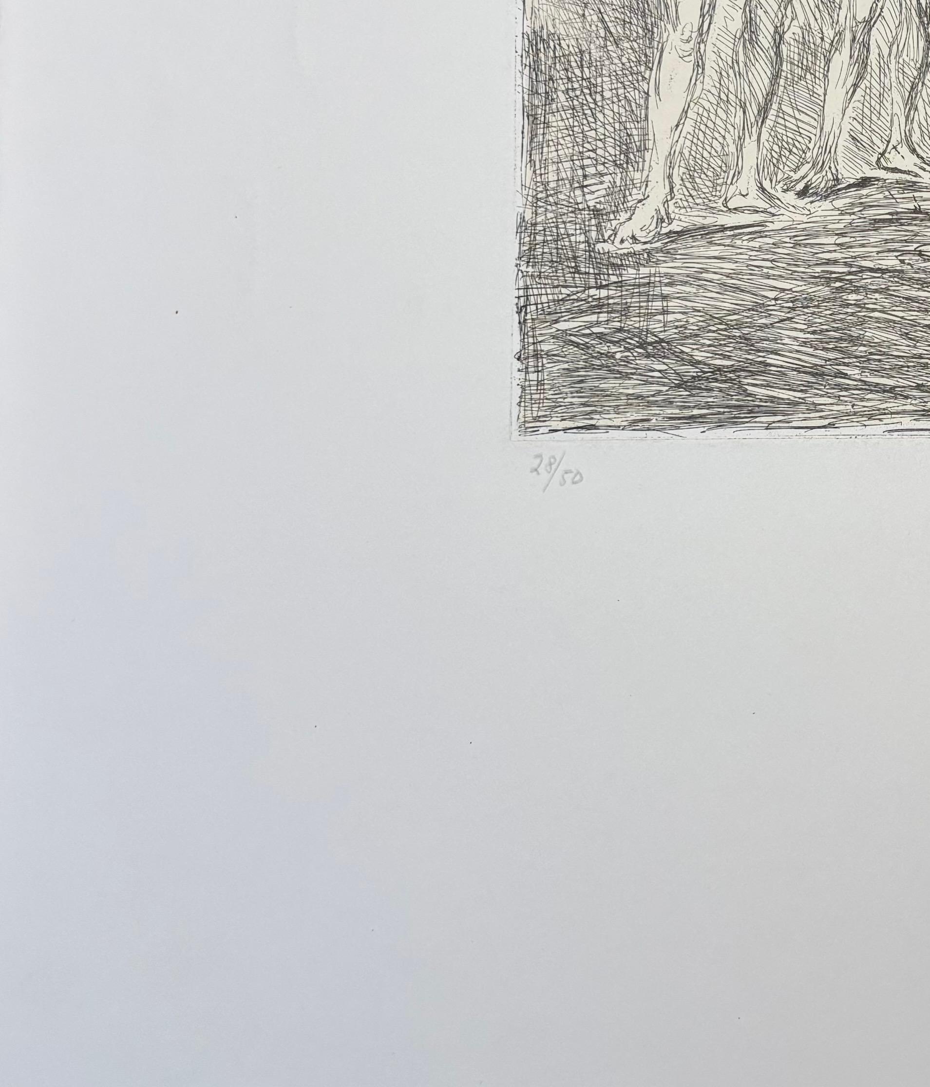Giorgio De Chirico ( 1888 – 1978 ) – Dioscuri – hand-signed etching – 1969 For Sale 2