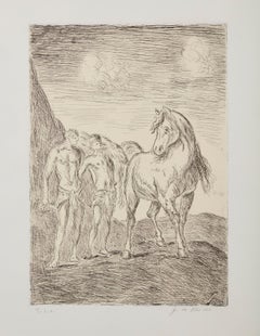 Giorgio De Chirico ( 1888 – 1978 ) – Dioscuri – hand-signed etching – 1969