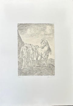 Giorgio De Chirico ( 1888 - 1978 ) - Dioscuri - grabado firmado a mano - 1969