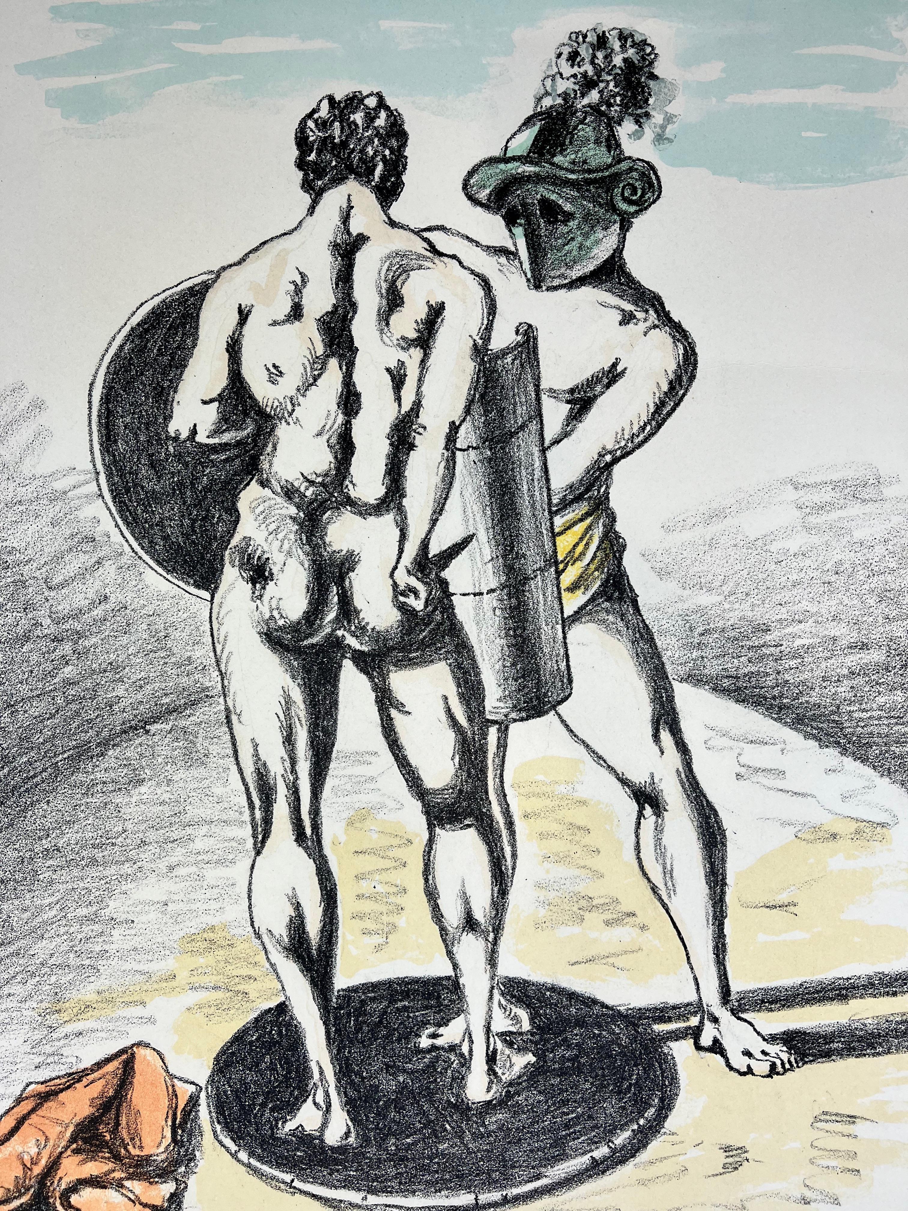 Giorgio De Chirico ( 1888 – 1978 ) – Gladiatori – hand-signed lithograph – 1969 2
