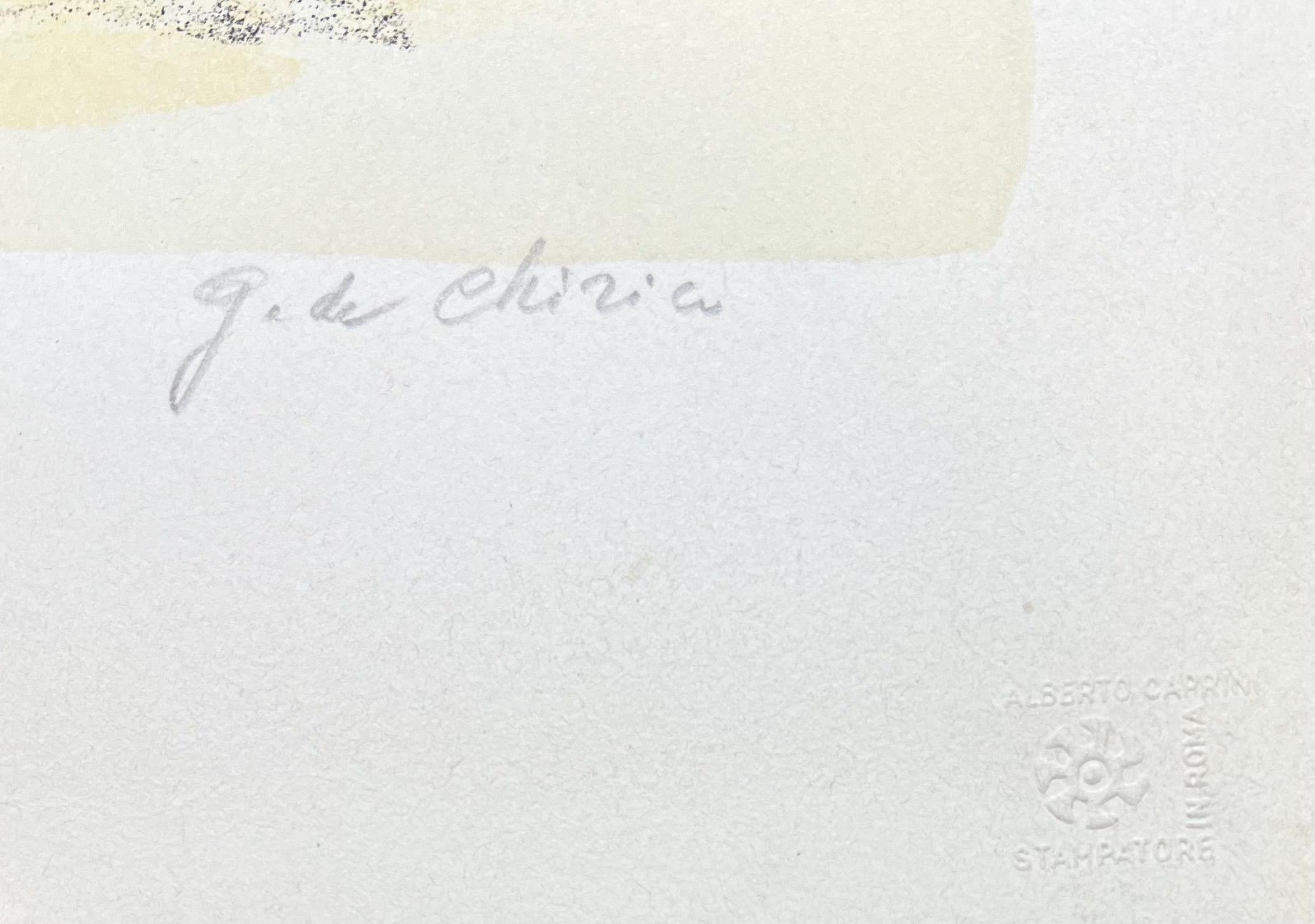 Giorgio De Chirico ( 1888 – 1978 ) – Gladiatori – hand-signed lithograph – 1969 5