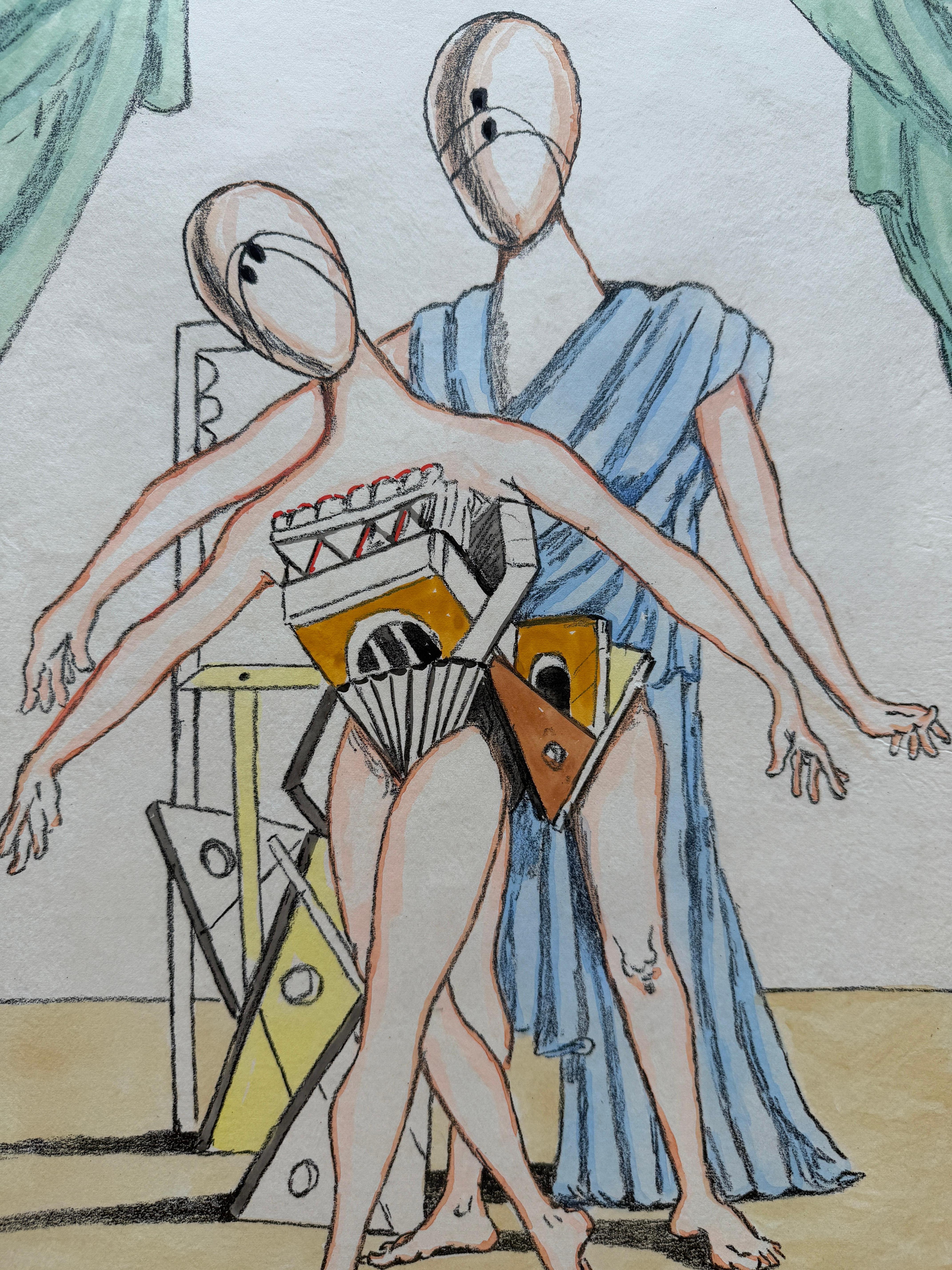 Giorgio De Chirico (1888-1978) - I danzatori - Lithographie handkoloriert vom Künstler im Angebot 3