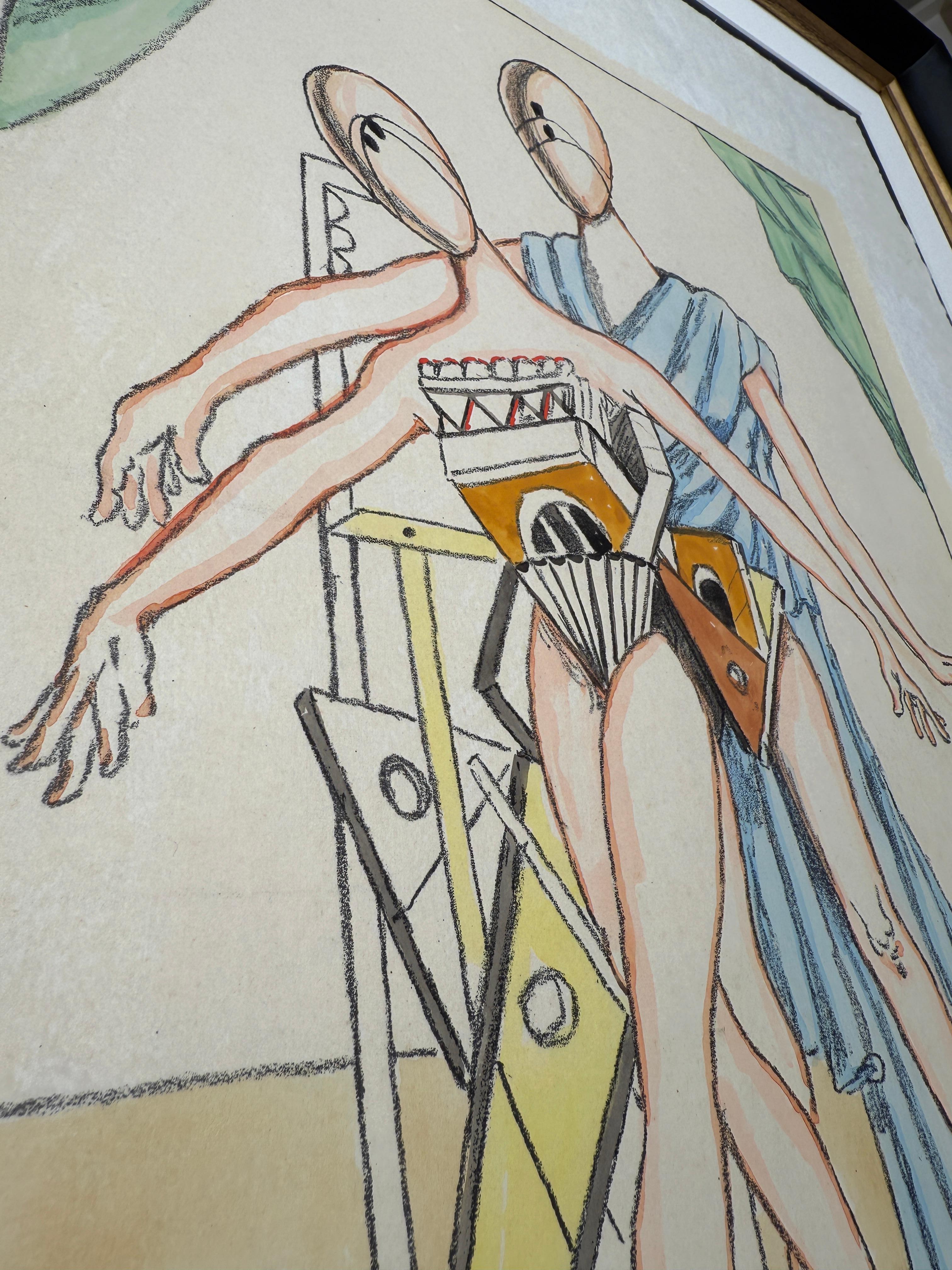 Giorgio De Chirico (1888-1978) - I danzatori - Lithographie handkoloriert vom Künstler im Angebot 4