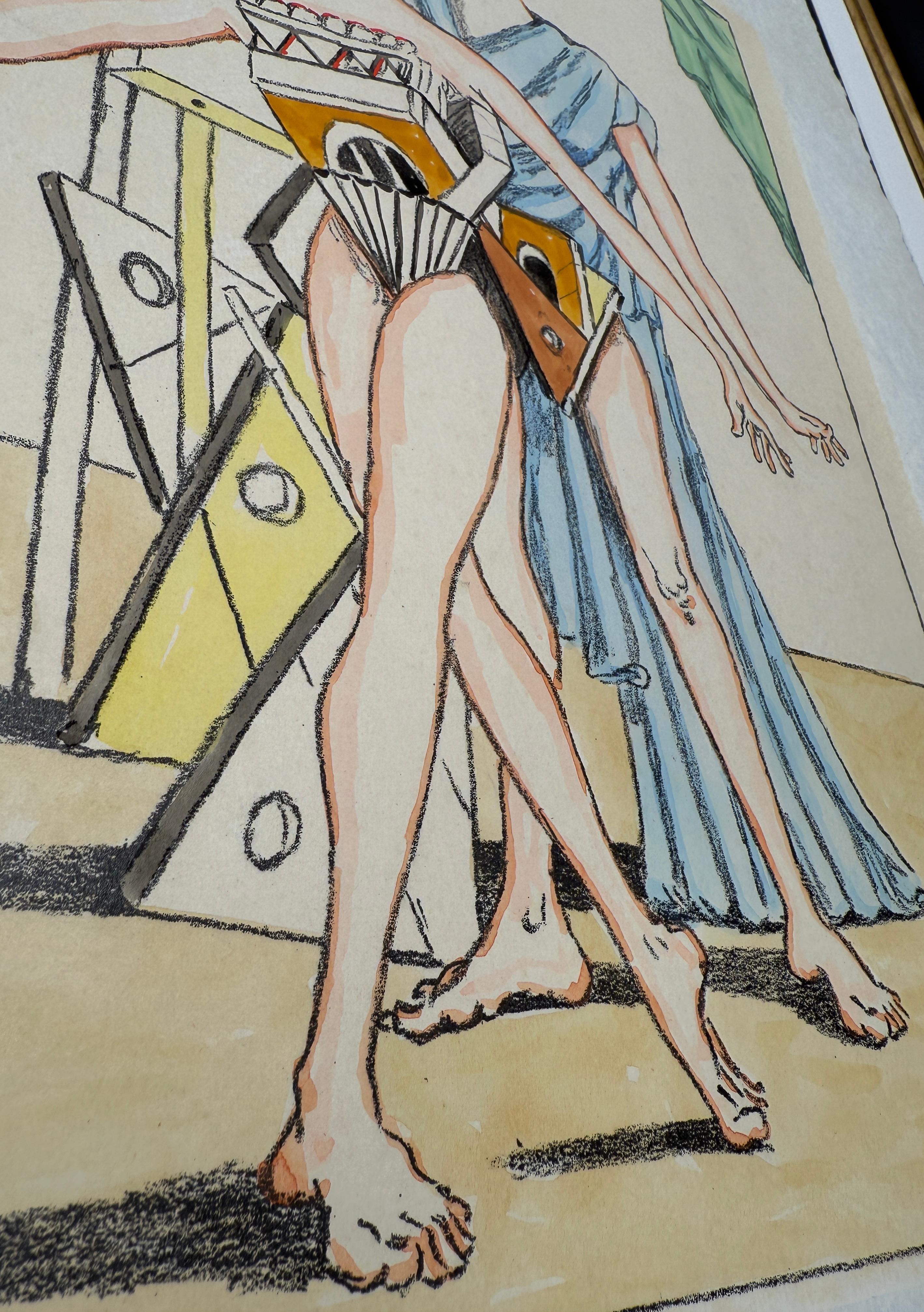 Giorgio De Chirico (1888-1978) - I danzatori - Lithographie handkoloriert vom Künstler im Angebot 5