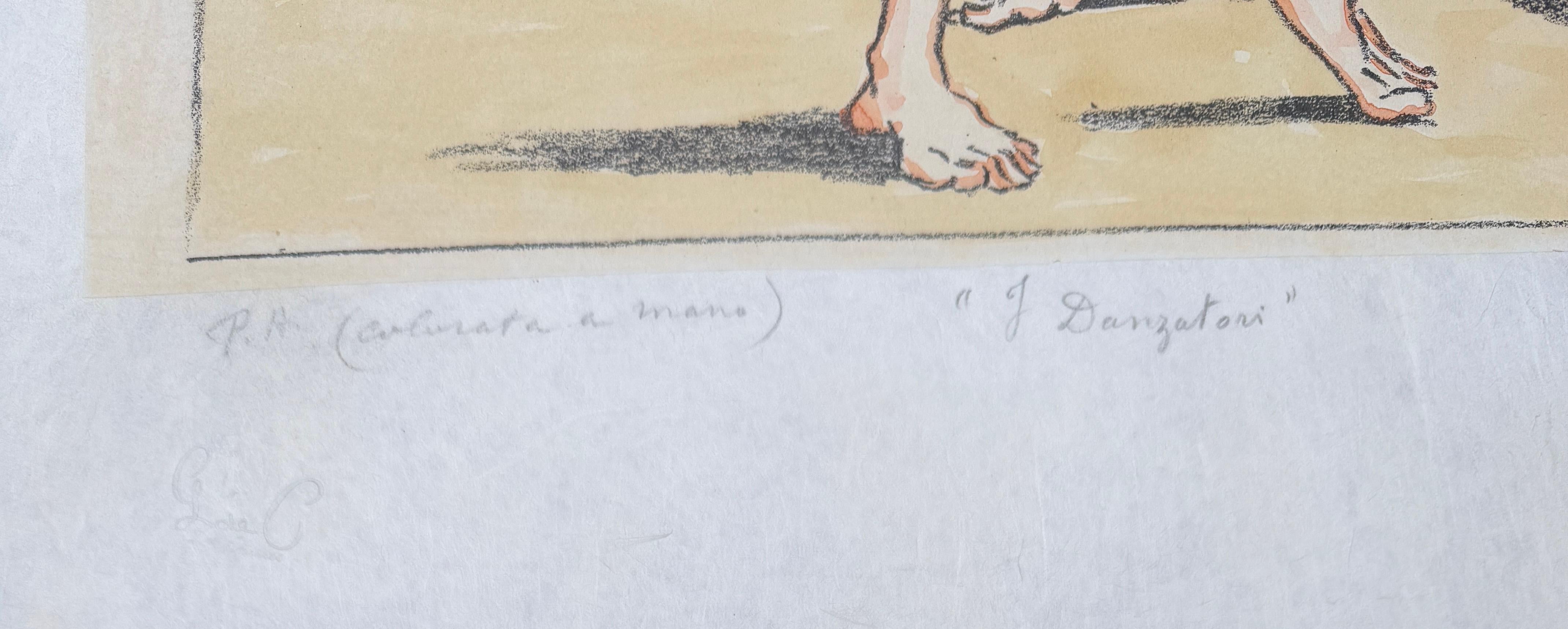 Giorgio De Chirico (1888-1978) - I danzatori - Lithographie handkoloriert vom Künstler im Angebot 6