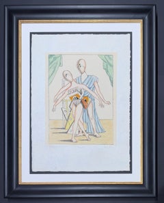 Giorgio De Chirico (1888-1978) - I danzatori - Litografia colorata a mano dall'artista