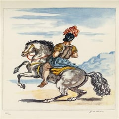 Vintage Giorgio De Chirico (1888–1978) – Il cavaliere solitario – color lithograph