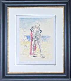Giorgio De Chirico (1888-1978)-Il trovatore sulla spiaggia eau-forte coloriée à la main
