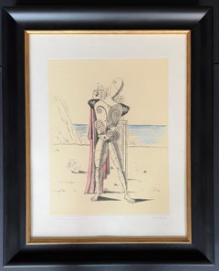 Giorgio de Chirico (1888-1978) -Il trovatore sulla spiaggia - Handkolorierte Radierung
