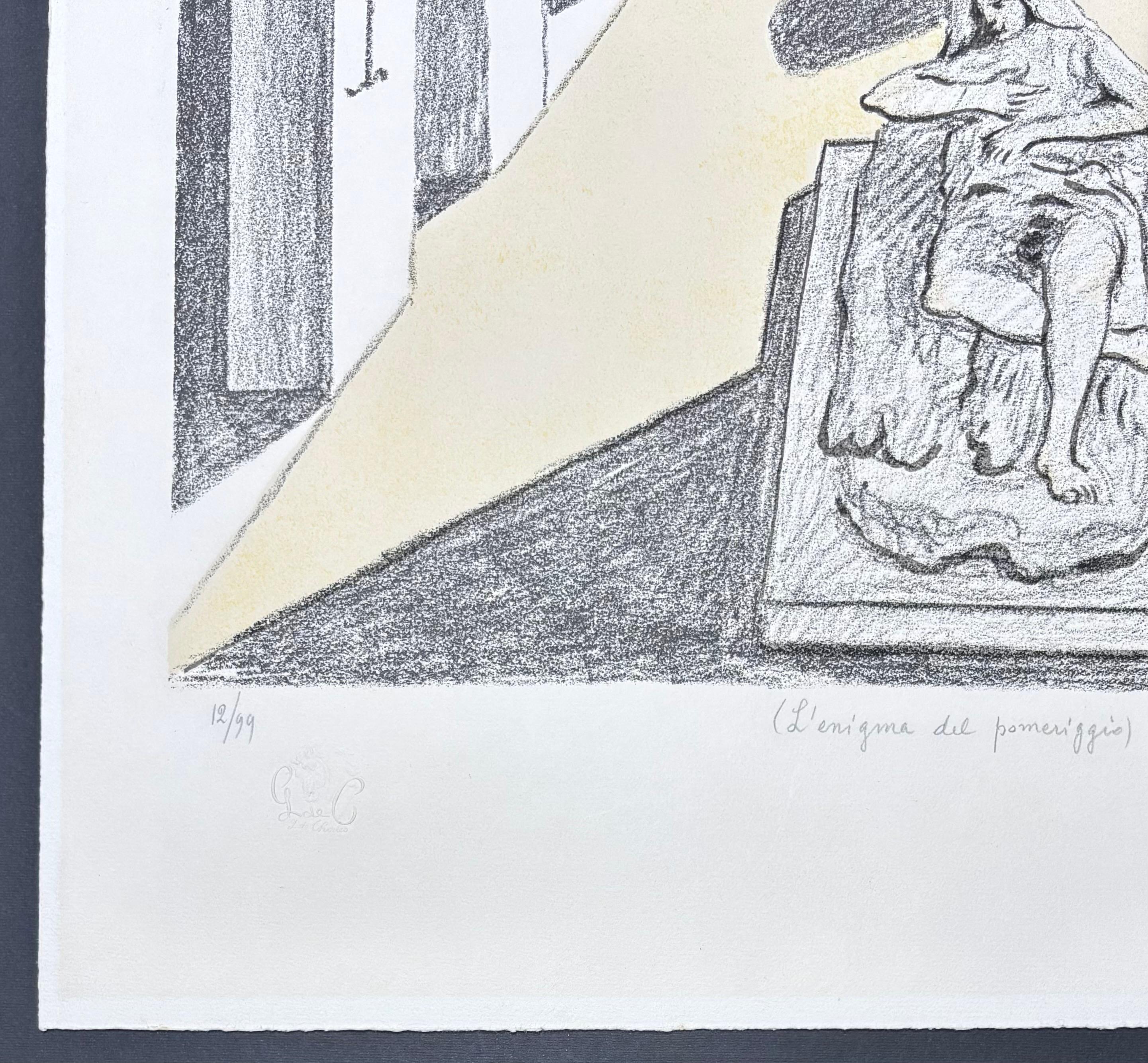 Giorgio de Chirico (1888-1978) – L’enigma del pomeriggio – 8-color lithography For Sale 1