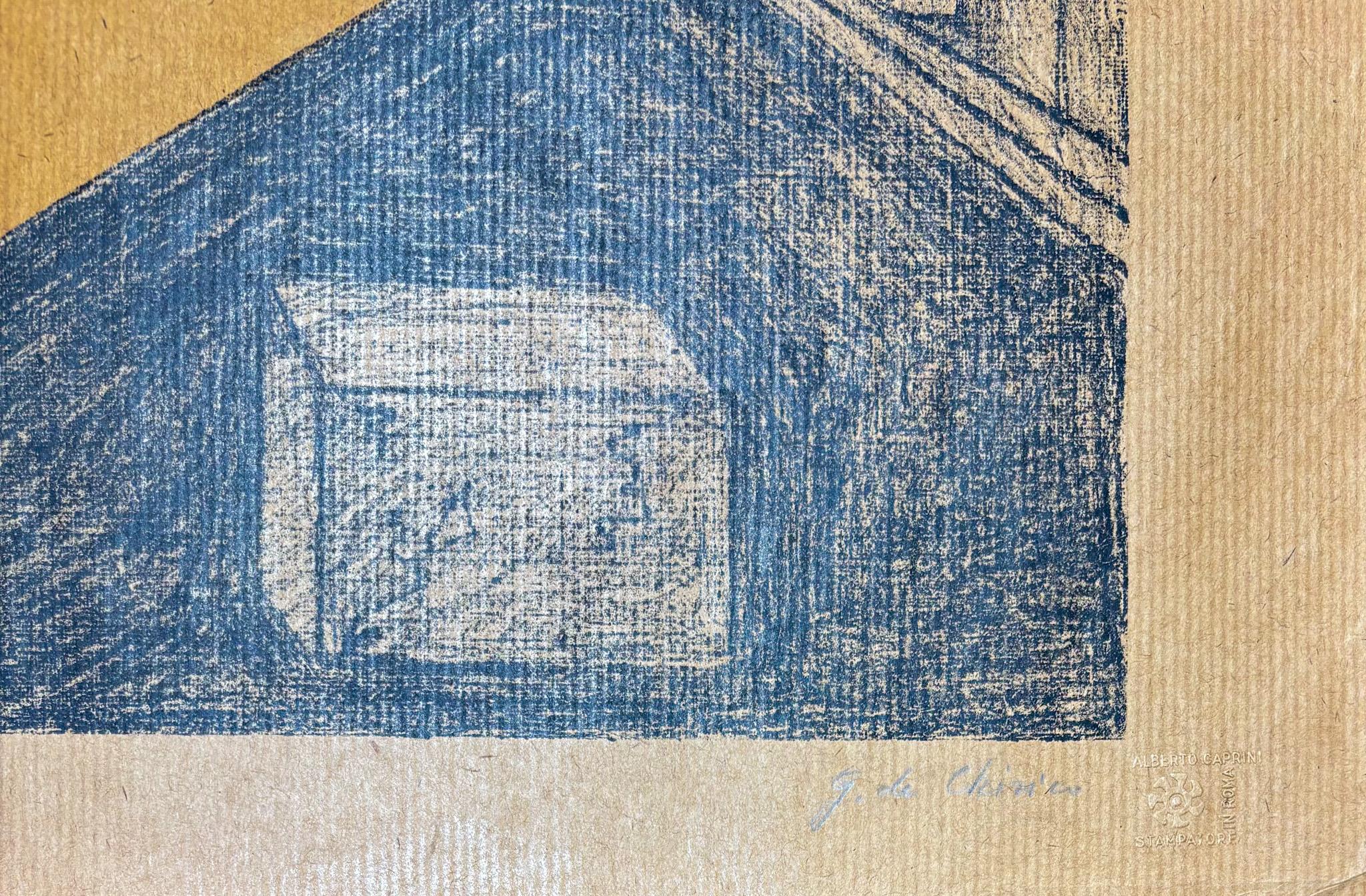 Giorgio De Chirico (1888-1978) - Piazza d'Italia - Lithographie sur papier paille en vente 3