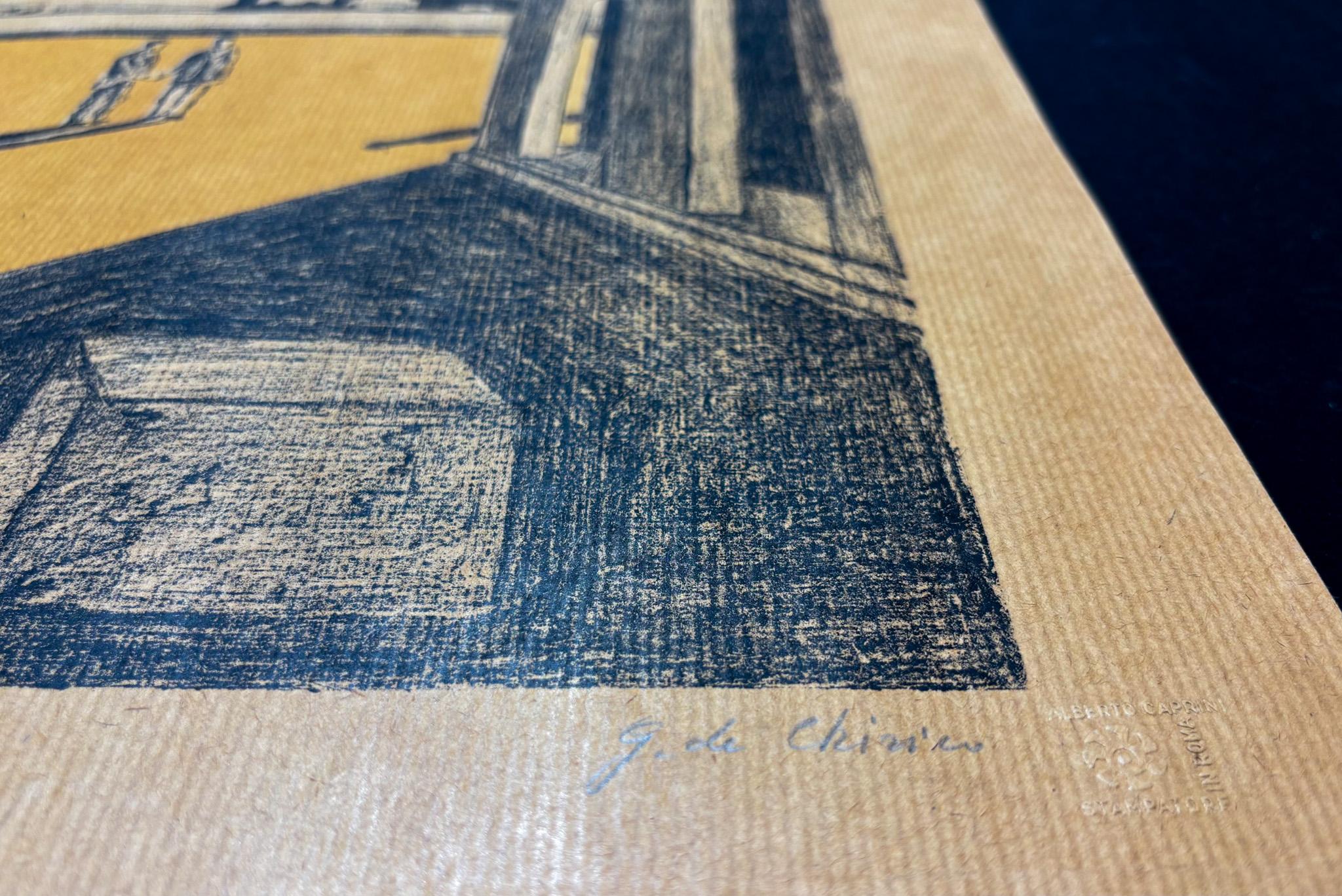 Giorgio De Chirico (1888-1978) - Piazza d'Italia - Lithographie sur papier paille en vente 7