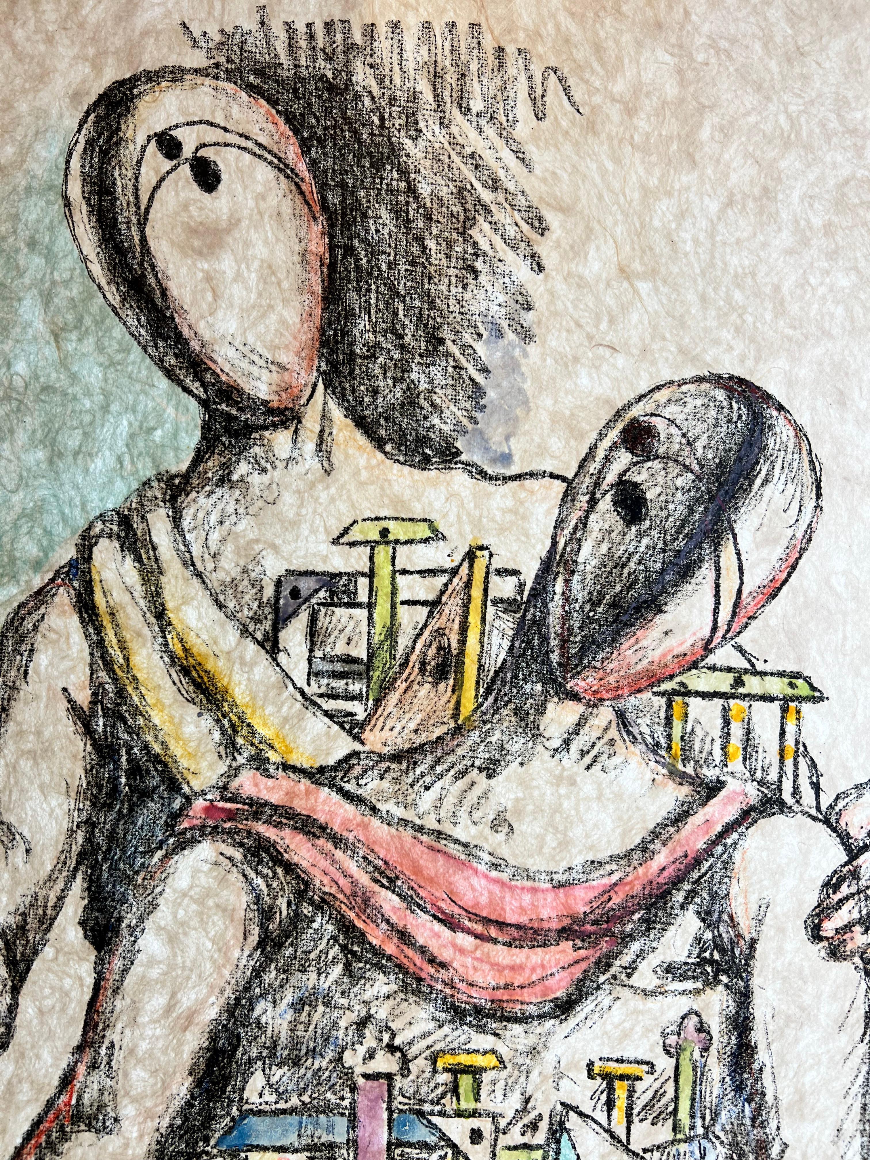 Giorgio De Chirico - Gli Archeologi -Lithograph hand-watercolored by the artist 2