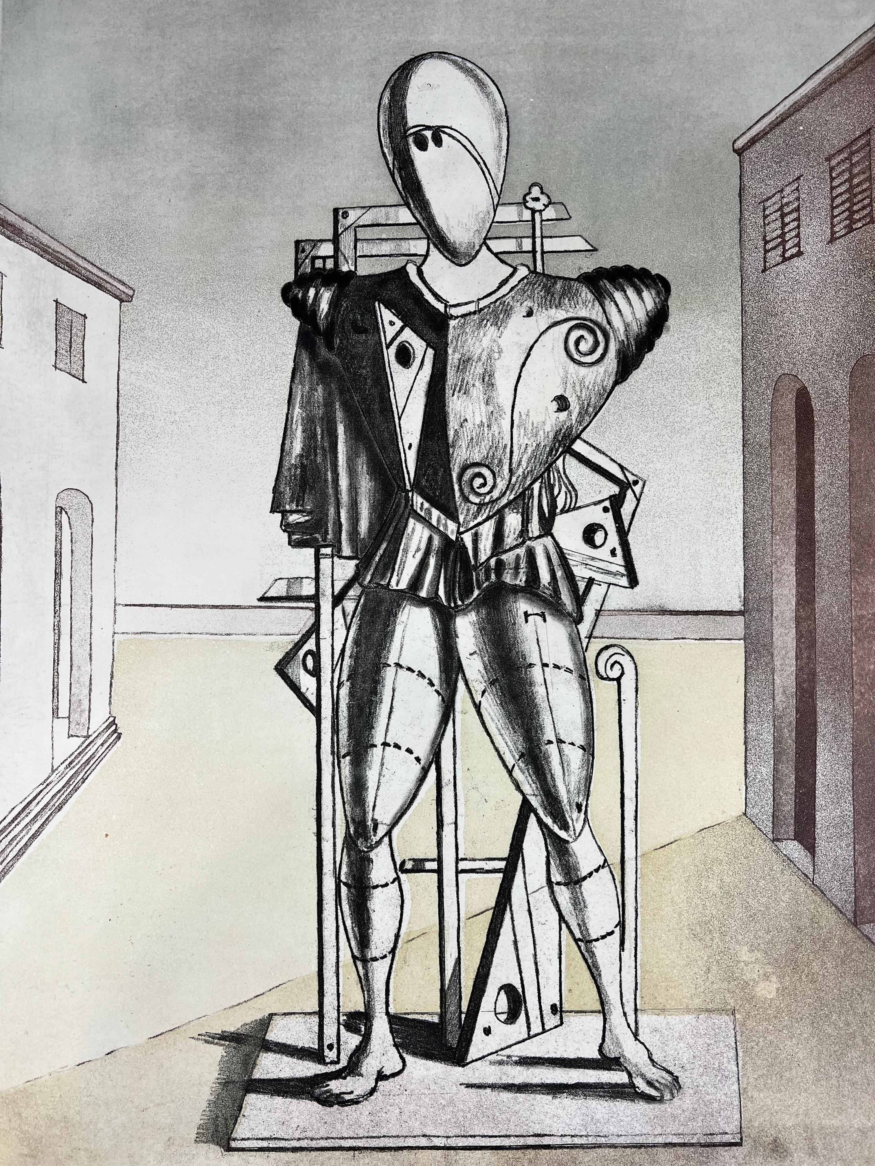 Giorgio De Chirico  – il Trovatore nella piazza – hand-signed etching - 1974 1
