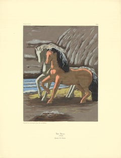 « Deux chevaux » de Giorgio de Chirico - Sérigraphie vintage