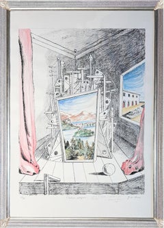 Giorgio De Chirico - Litografía decorada con acuarela, 1969