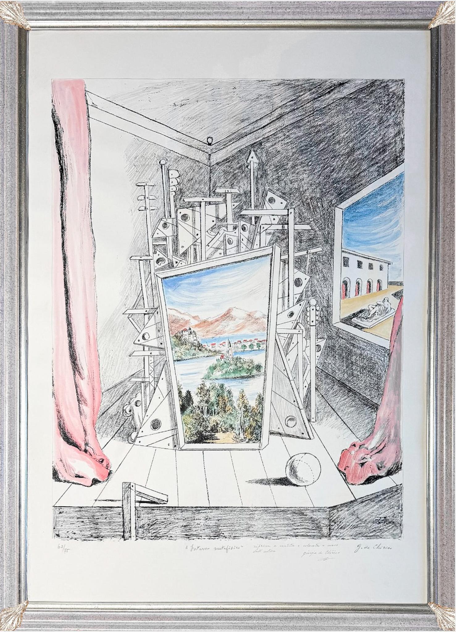 Giorgio De Chirico - Lithographie rehaussée d'aquarelle, 1969