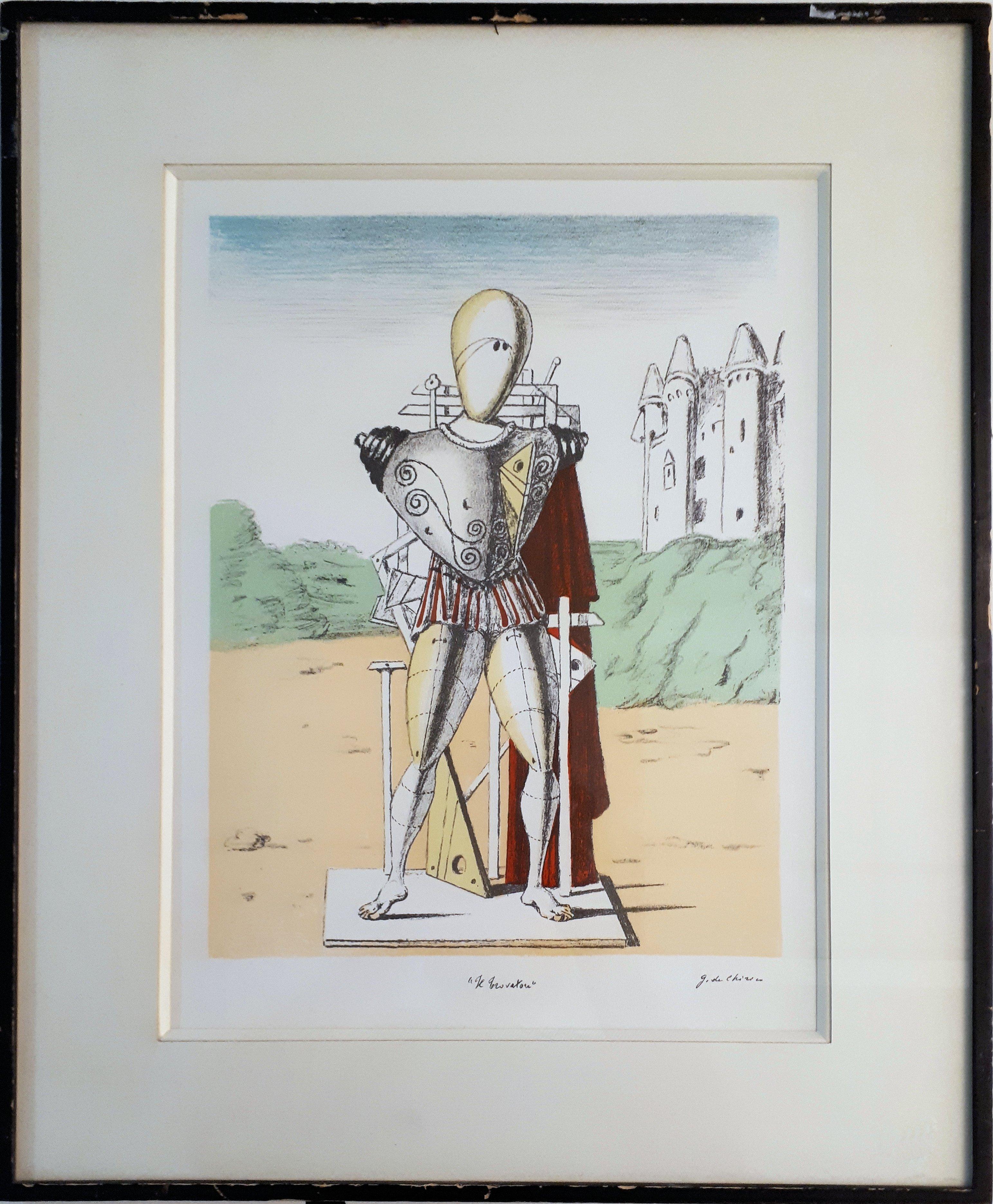 Giorgio De Chirico Figurative Print - Il Trovatore - Original Lithograph signed #Frame